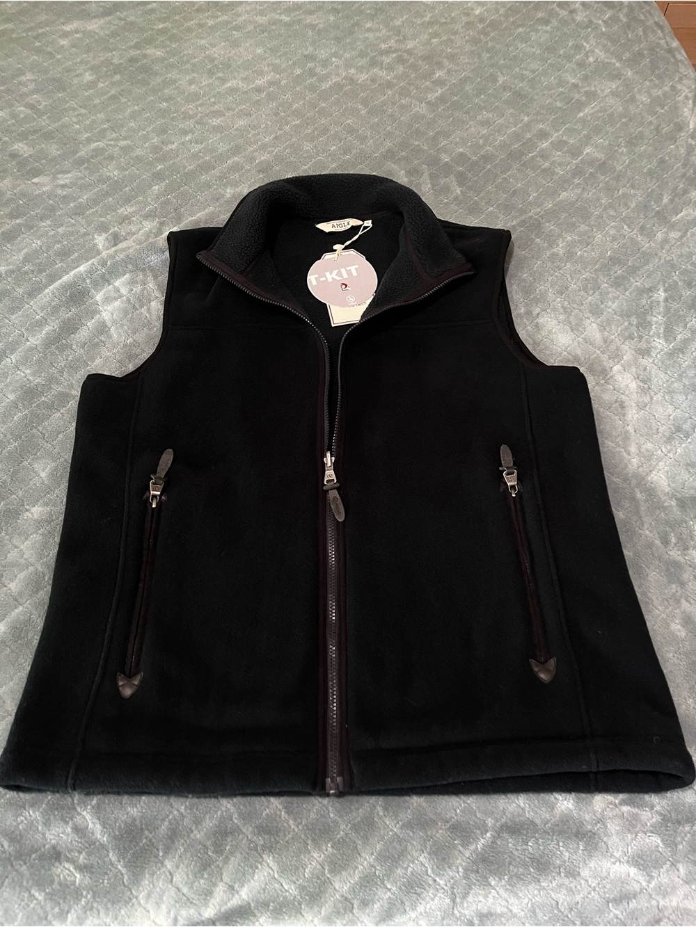 Aigle Black Fleece Vest with Zip Pockets